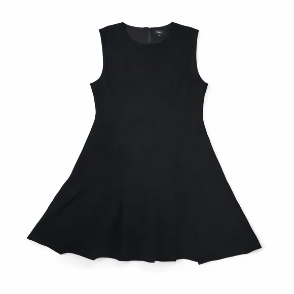 Theory Admiral Crepe Pintuck Dress Black Sleeveless A-Line Size 18 Workwear - Picture 4 of 7
